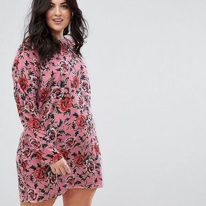 ASOS curve floral shift dress w/ ruched sleeve 18